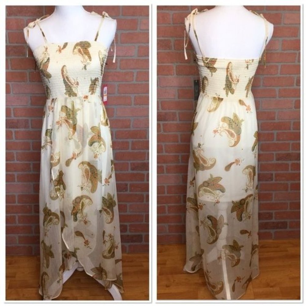 Vince Camuto summer dress sheer layered Paisley Print Size S Small